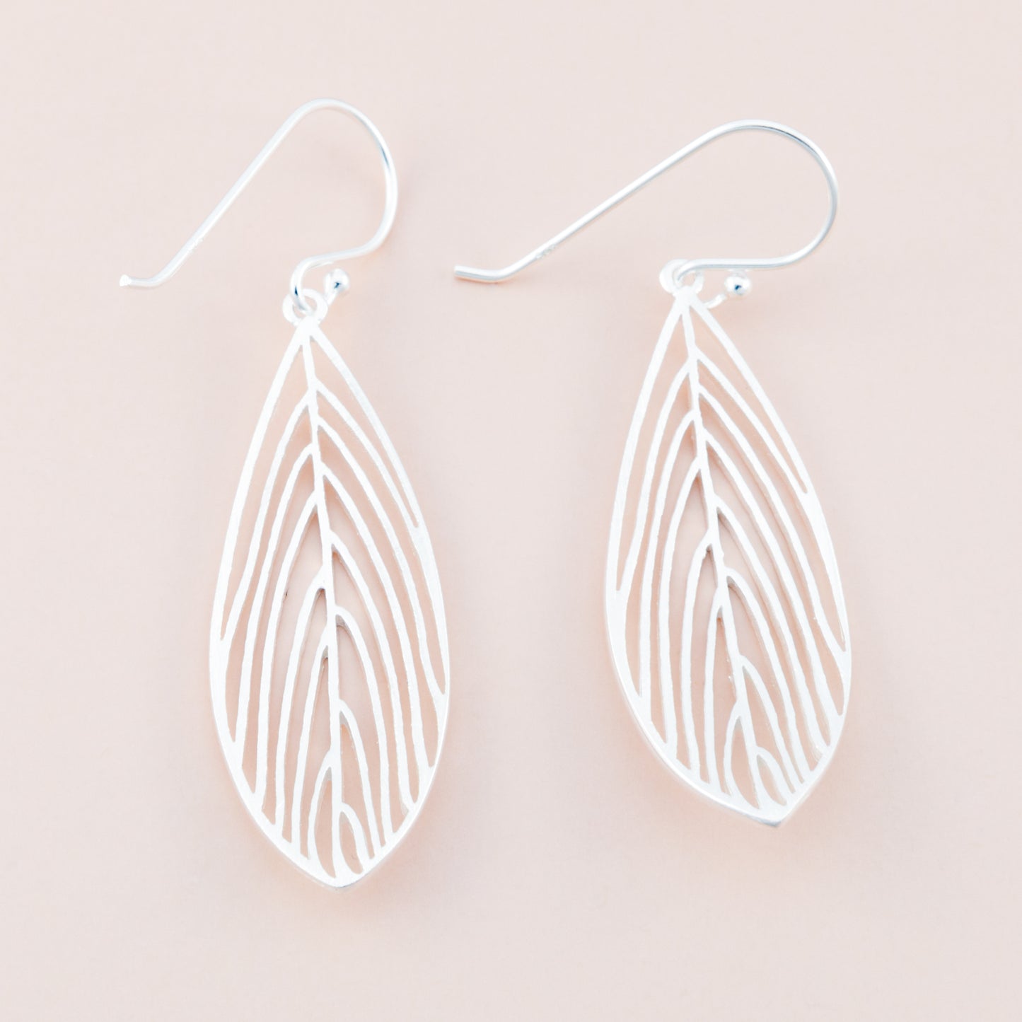 Feather Drop Silver Earrings