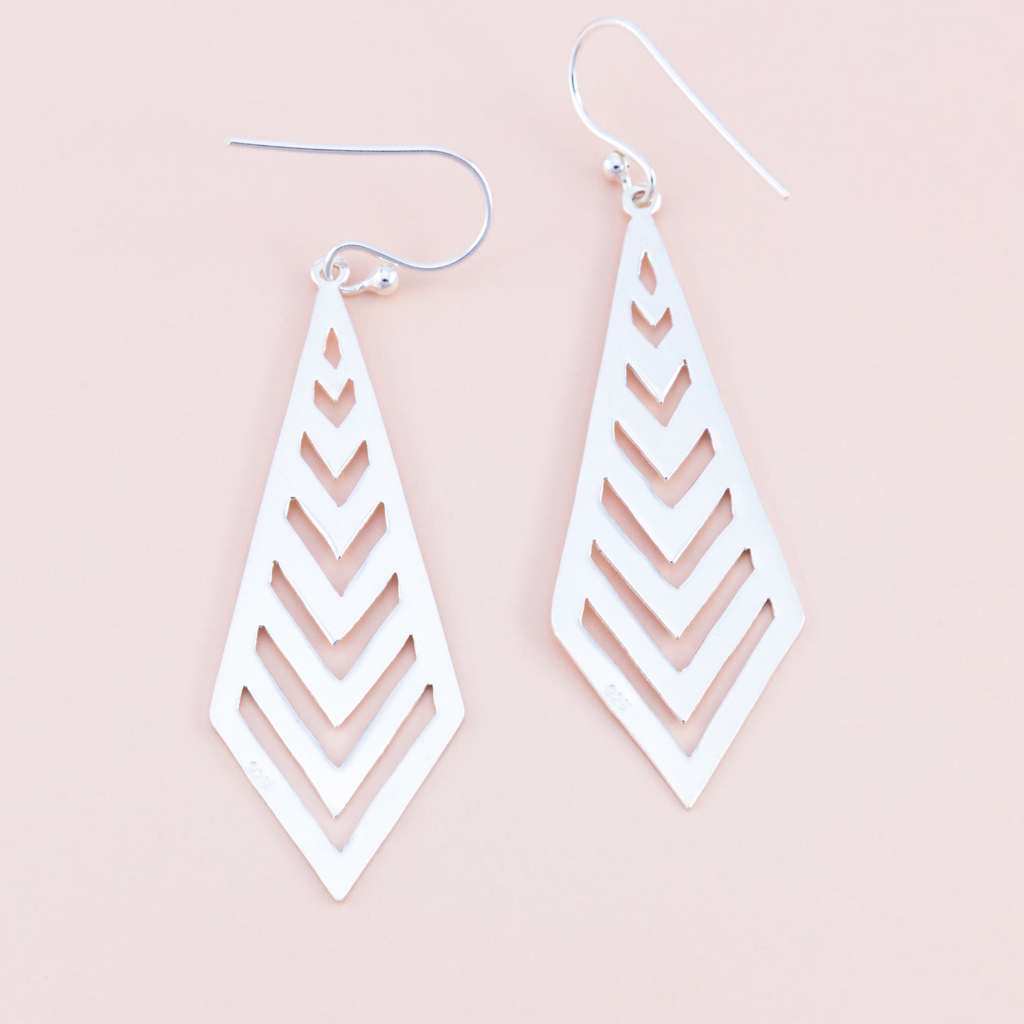 Arrowed Drop Silver Earrings