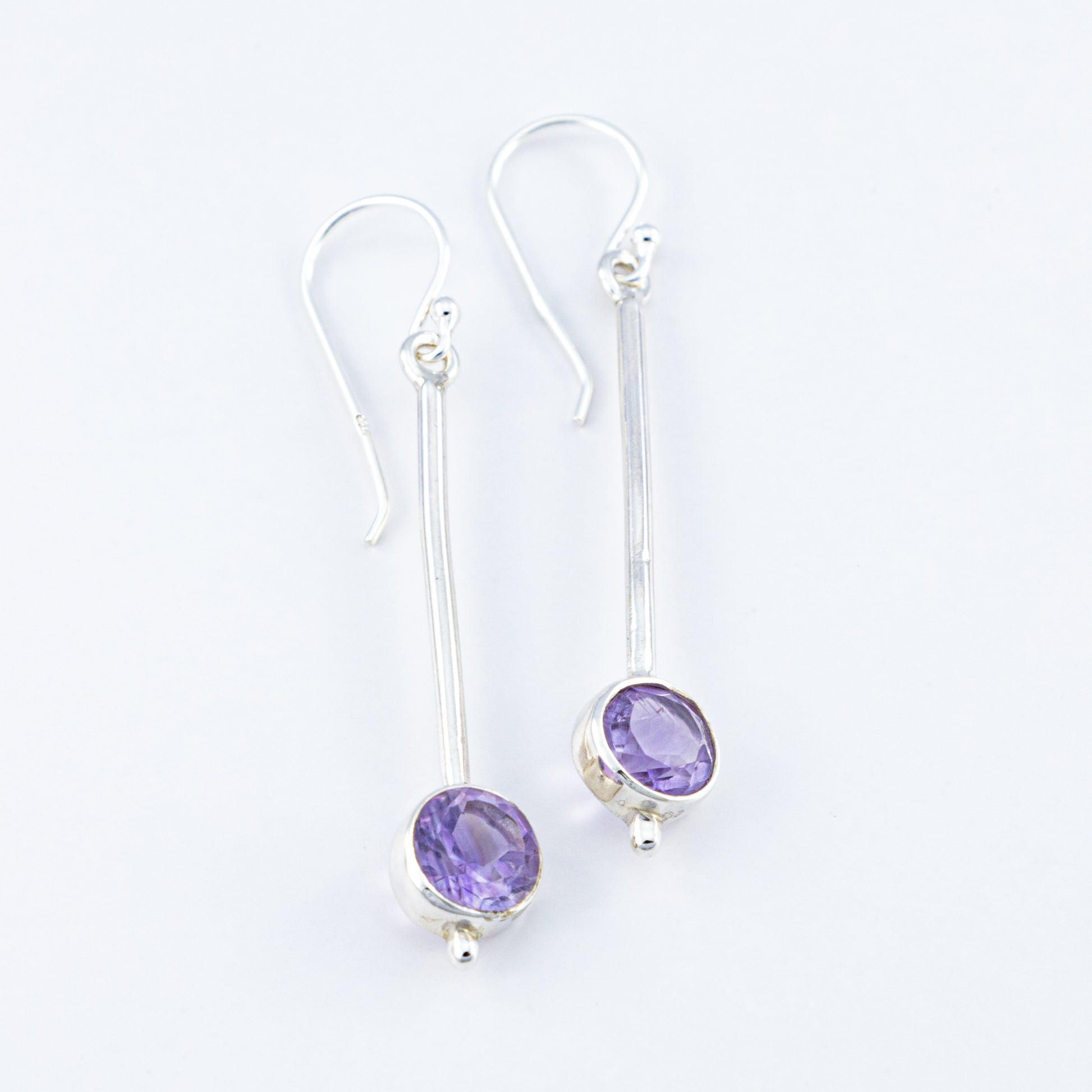 Sterling Silver Amethyst Faceted Drop Earrings - The Silver Alchemist