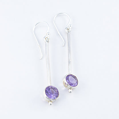 Sterling Silver Amethyst Faceted Drop Earrings - The Silver Alchemist