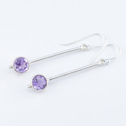 Sterling Silver Amethyst Faceted Drop Earrings - The Silver Alchemist