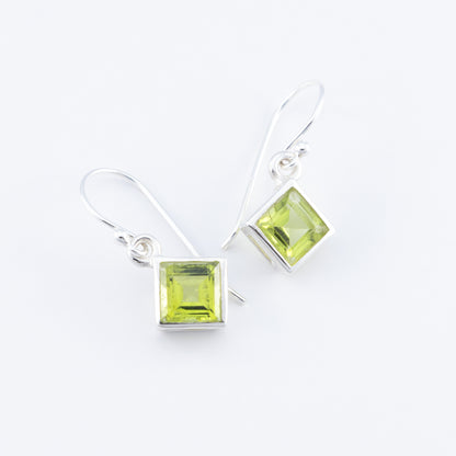 Sterling Silver Peridot Gemstone Dangle Earrings - The Silver Alchemist