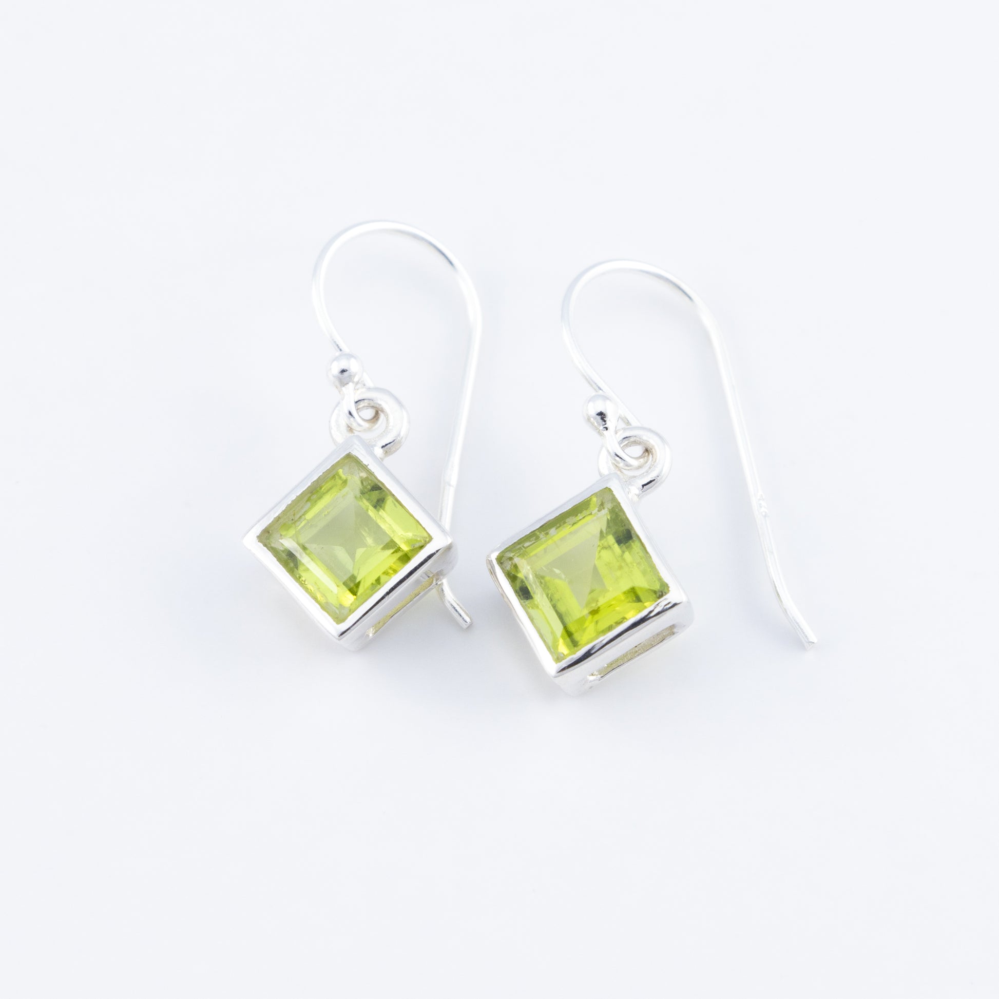 Sterling Silver Peridot Gemstone Dangle Earrings - The Silver Alchemist