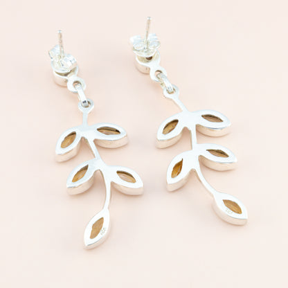 Citrine Leaf Dangle Earrings