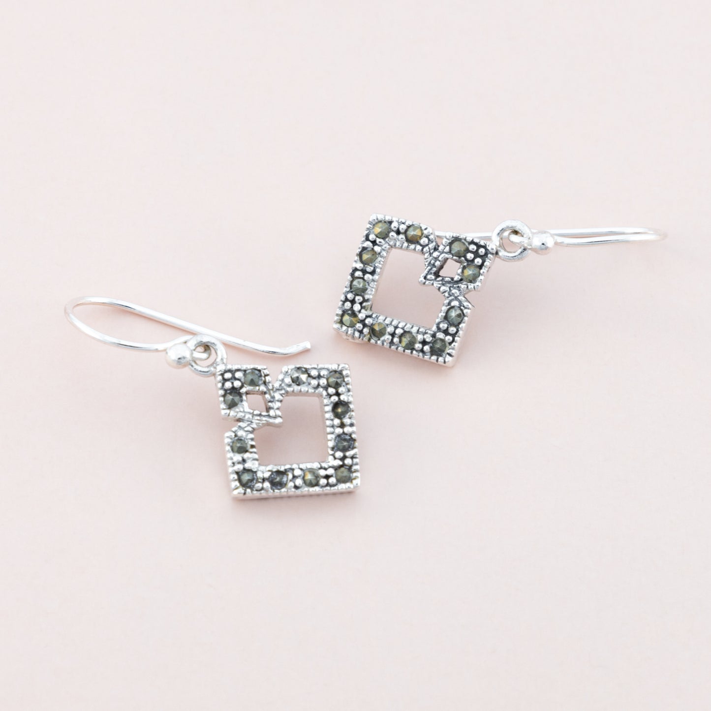 Sterling Silver Marcasite Abstract Earrings - The Silver Alchemist