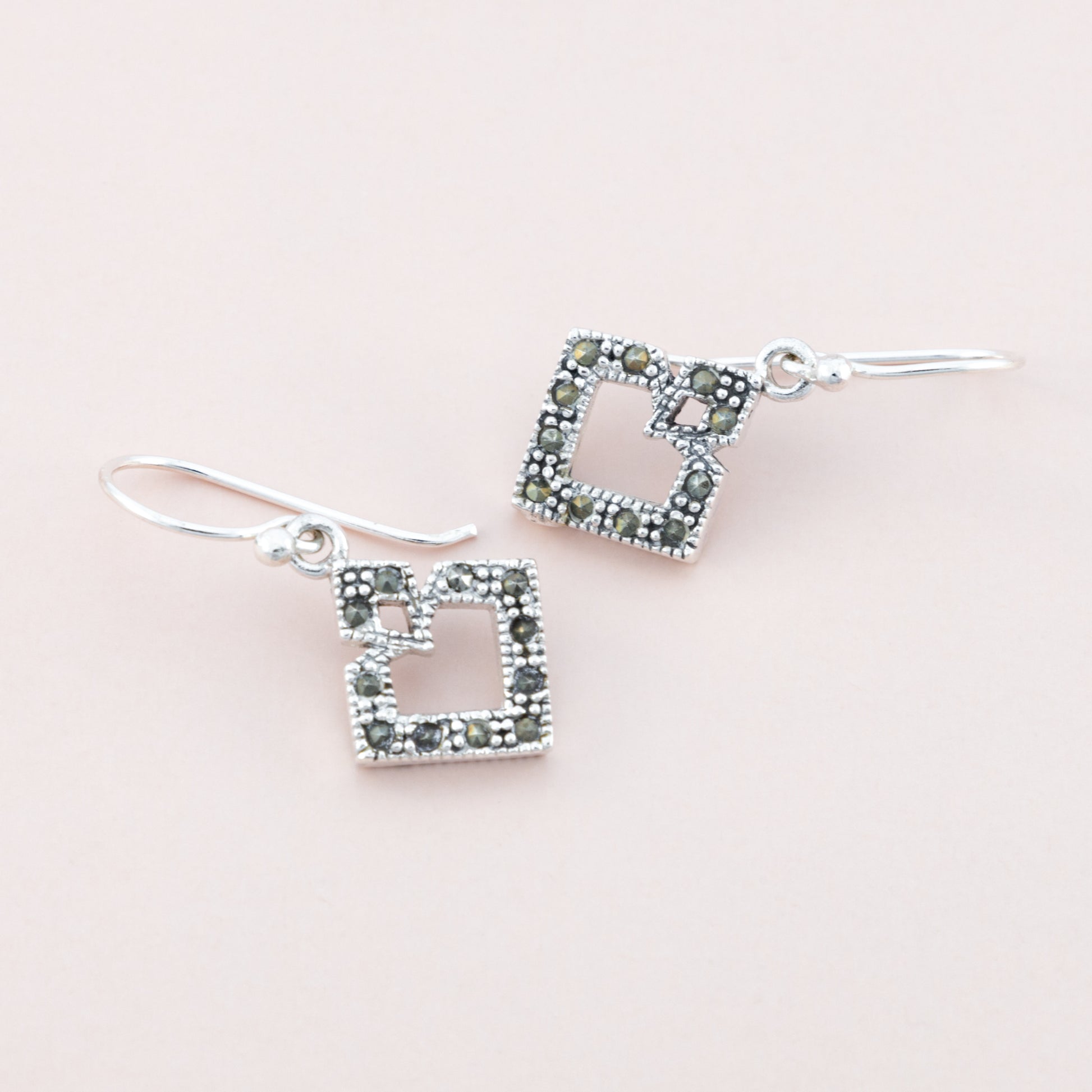 Sterling Silver Marcasite Abstract Earrings - The Silver Alchemist