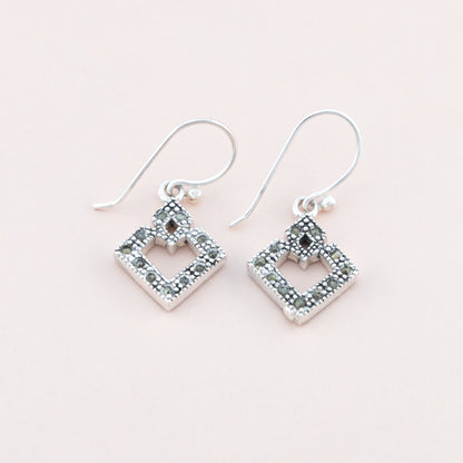 Marcasite Abstract Silver Earrings