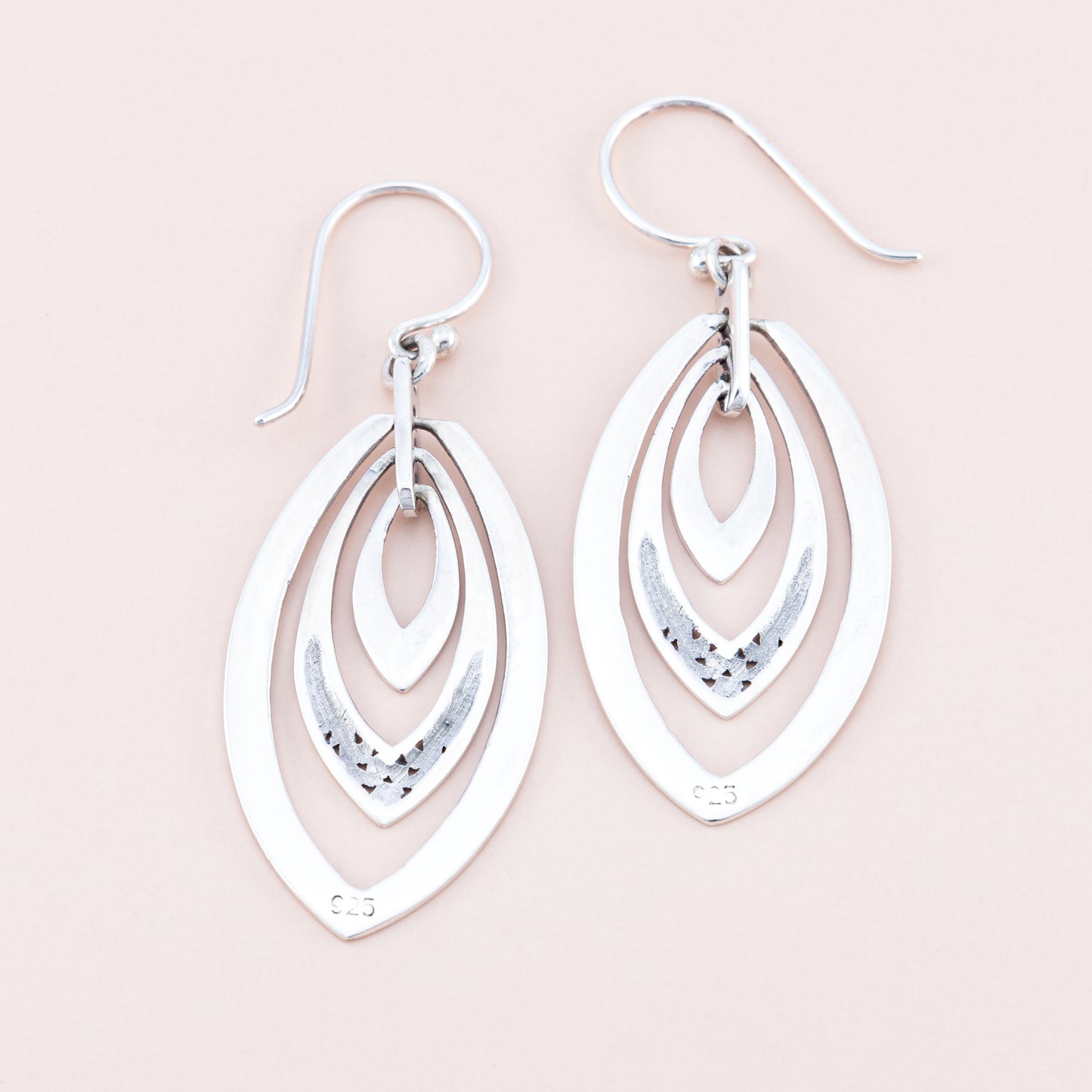 Multi Teardrop Silver Earrings