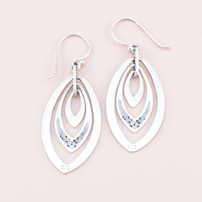 Multi Teardrop Silver Earrings