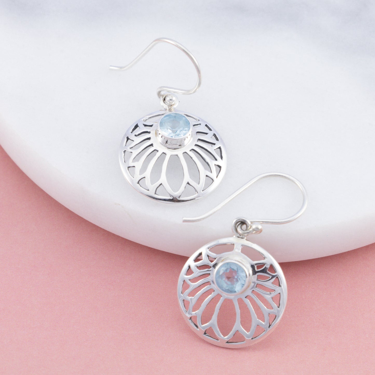 Sterling Silver Blue Topaz Filigree Earrings - The Silver Alchemist