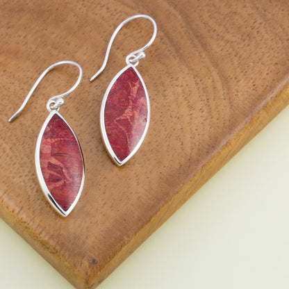 Sterling Silver Red Coral Teardrop Earrings - The Silver Alchemist