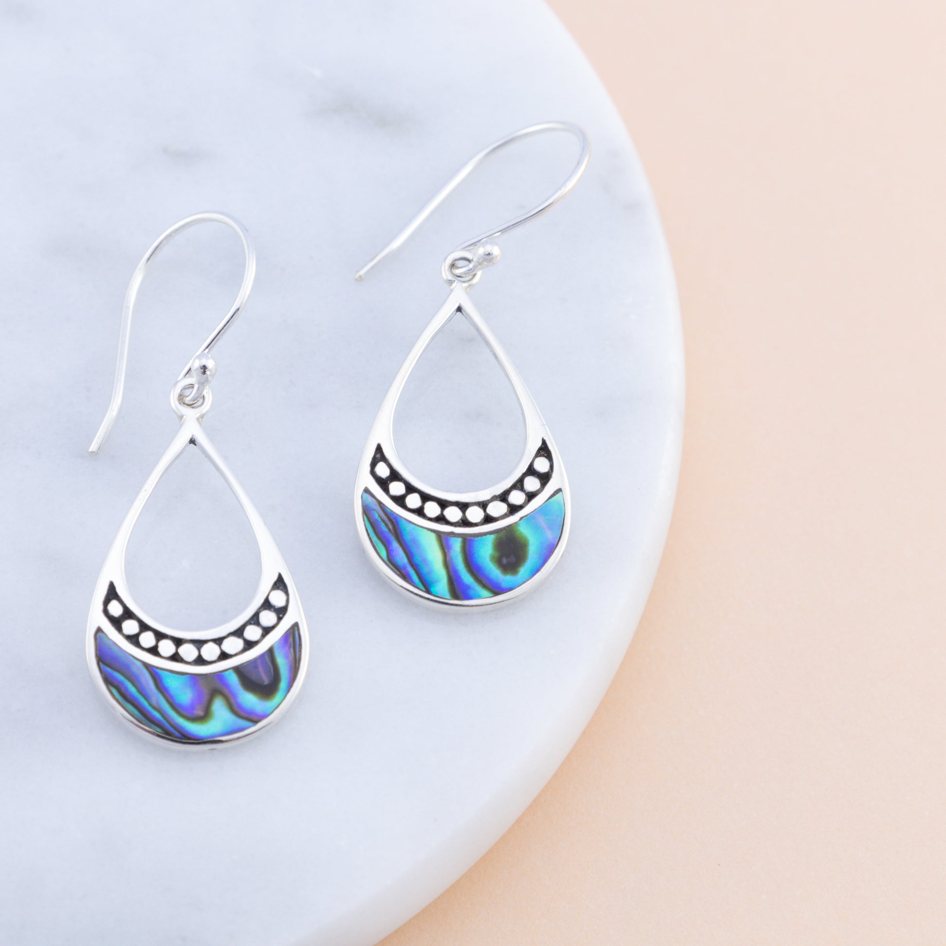 Sterling Silver Paua Shell Teardrop Earrings - The Silver Alchemist