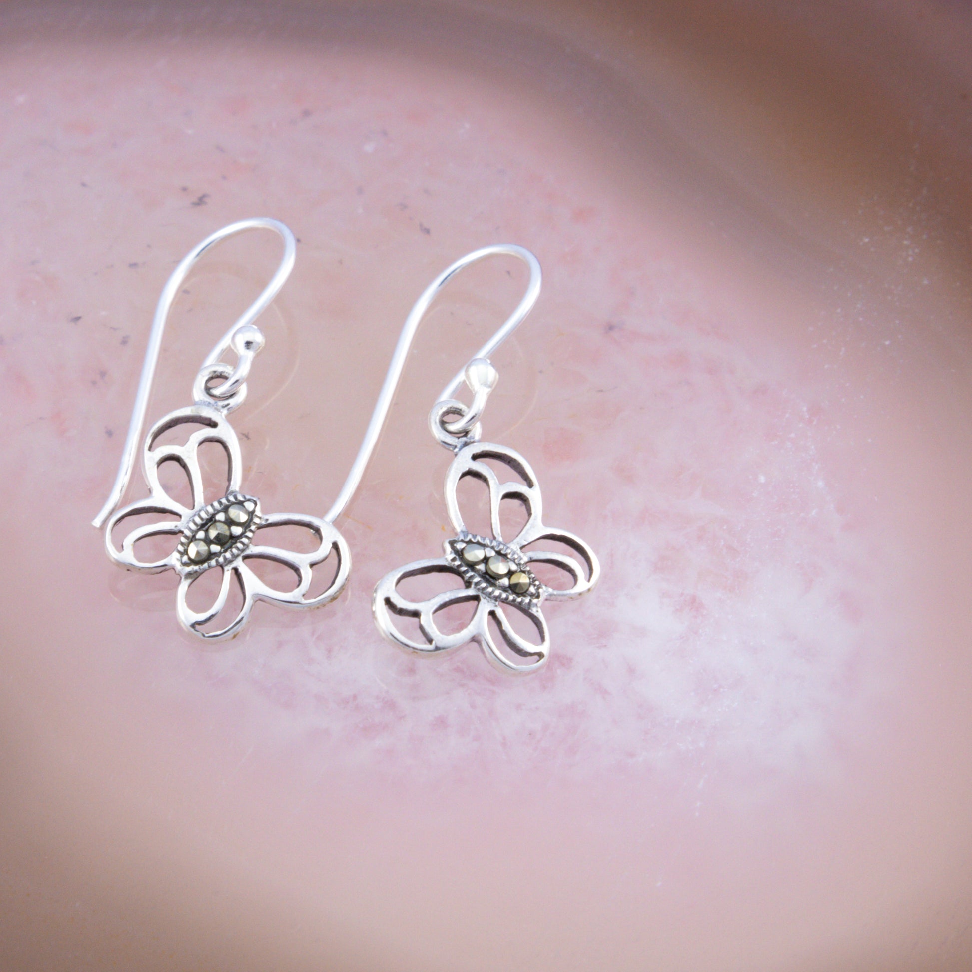 Sterling Silver Marcasite Butterfly Earrings - The Silver Alchemist