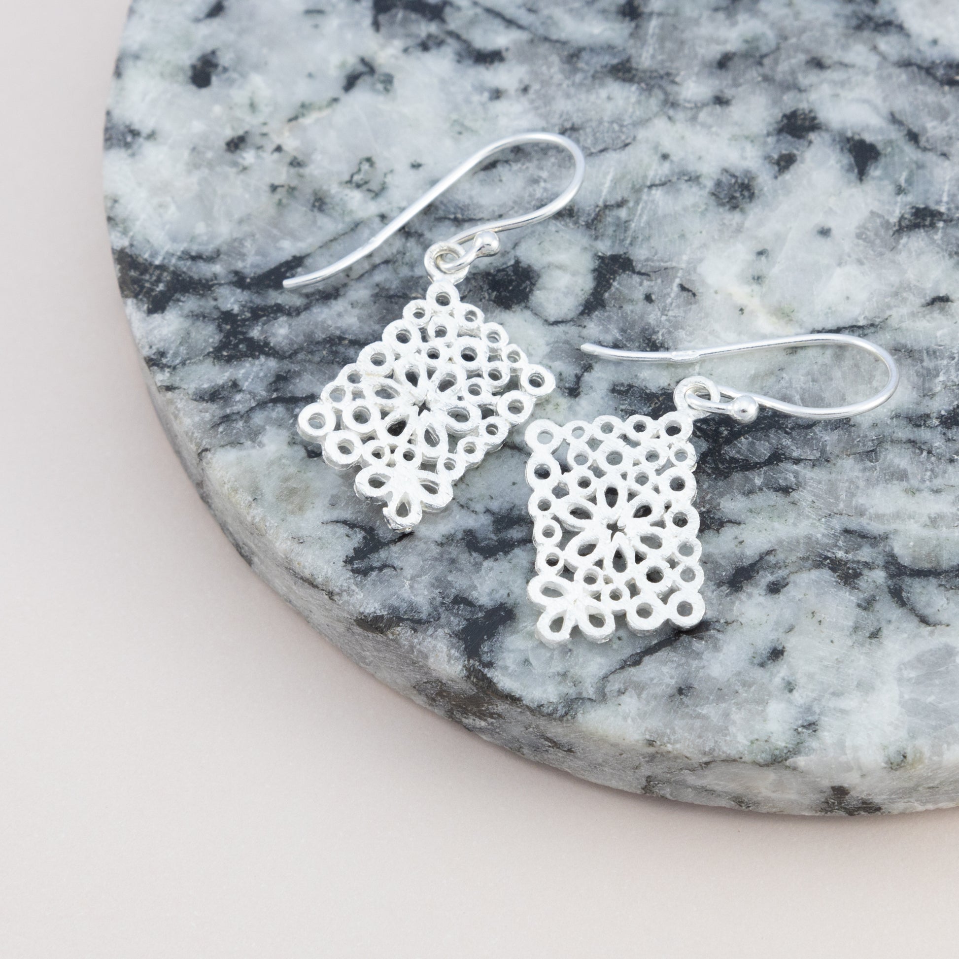 Sterling Silver Filigree Flower Dangle Earrings - The Silver Alchemist