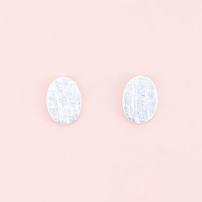 Sterling Silver Oval Matte Studs - The Silver Alchemist