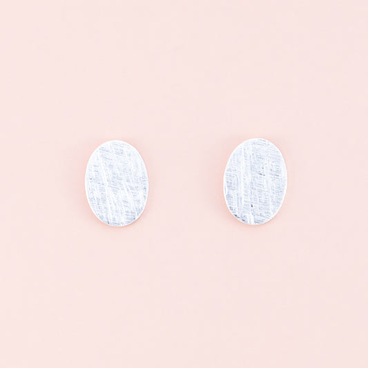 Sterling Silver Oval Matte Studs - The Silver Alchemist