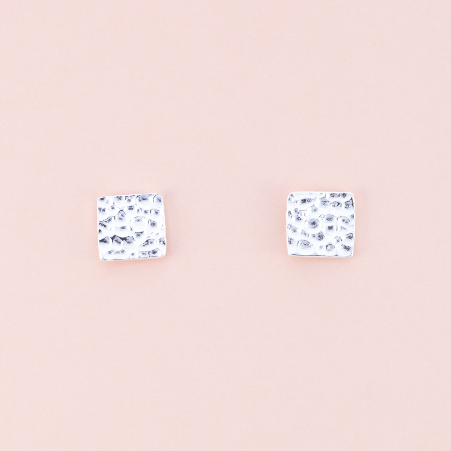 Sterling Silver Square Hammered Studs - The Silver Alchemist