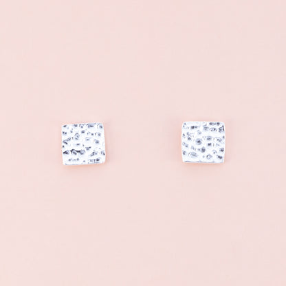 Sterling Silver Square Hammered Studs - The Silver Alchemist