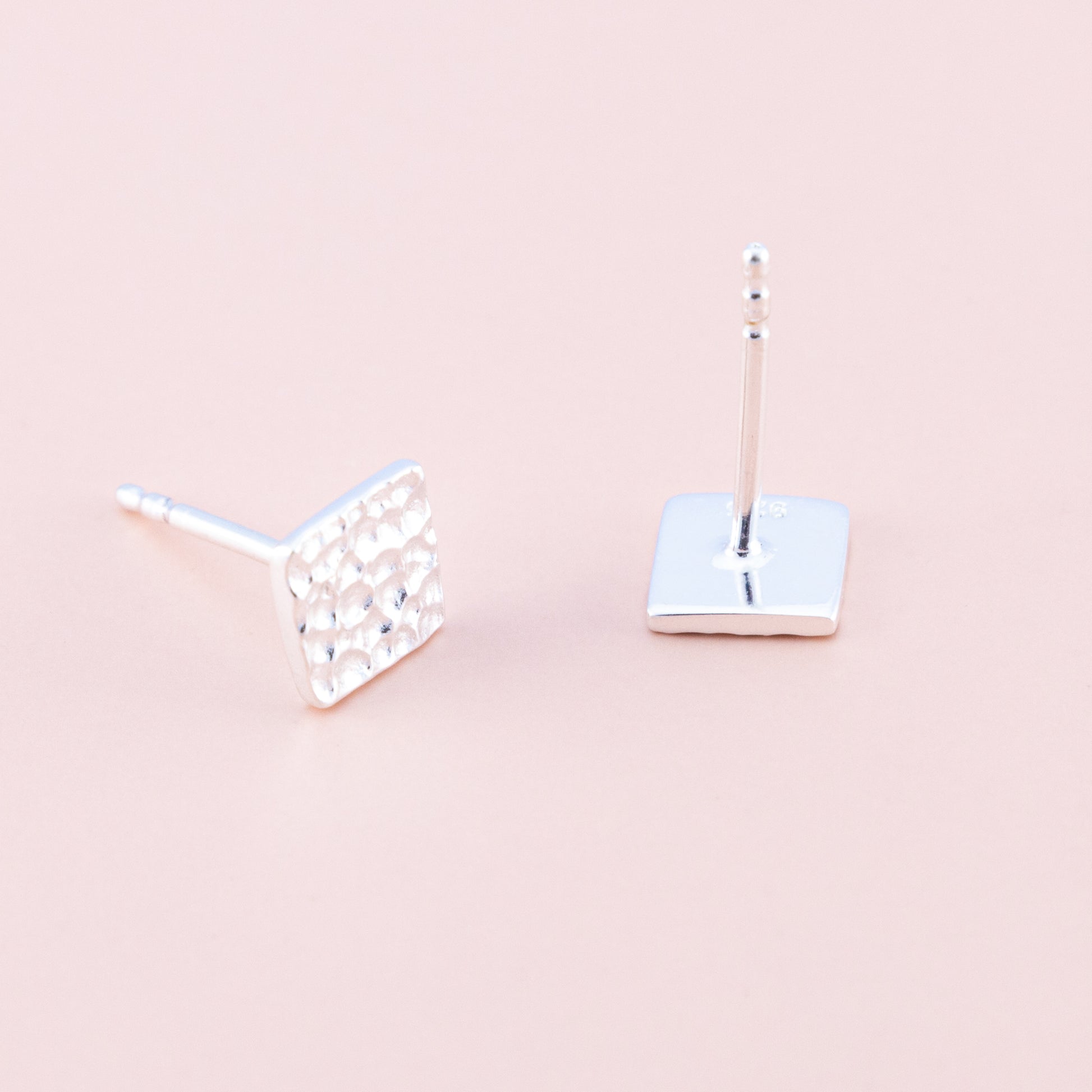 Sterling Silver Square Hammered Studs - The Silver Alchemist