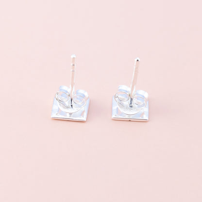 Geometric Square Silver Studs