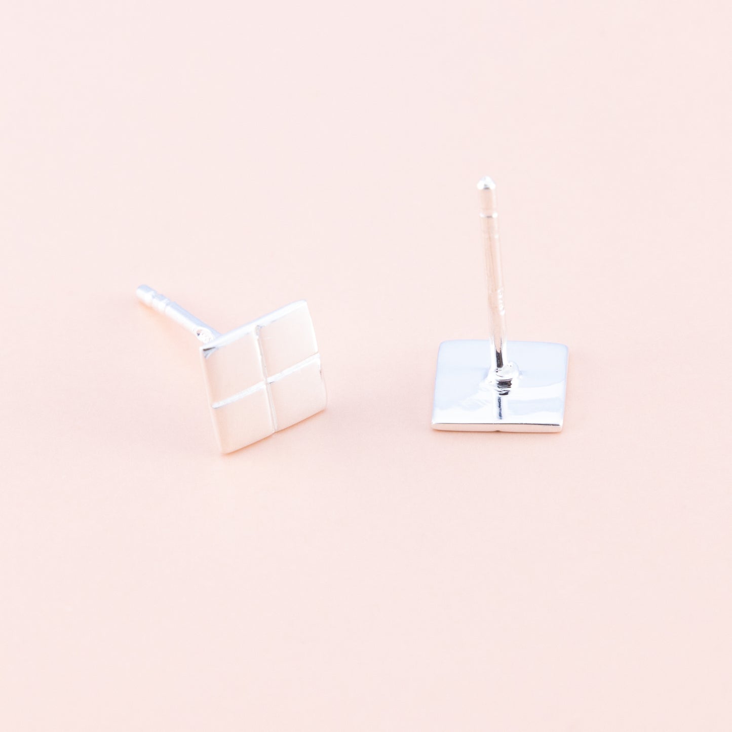 Sterling Silver Geometric Square Studs - The Silver Alchemist