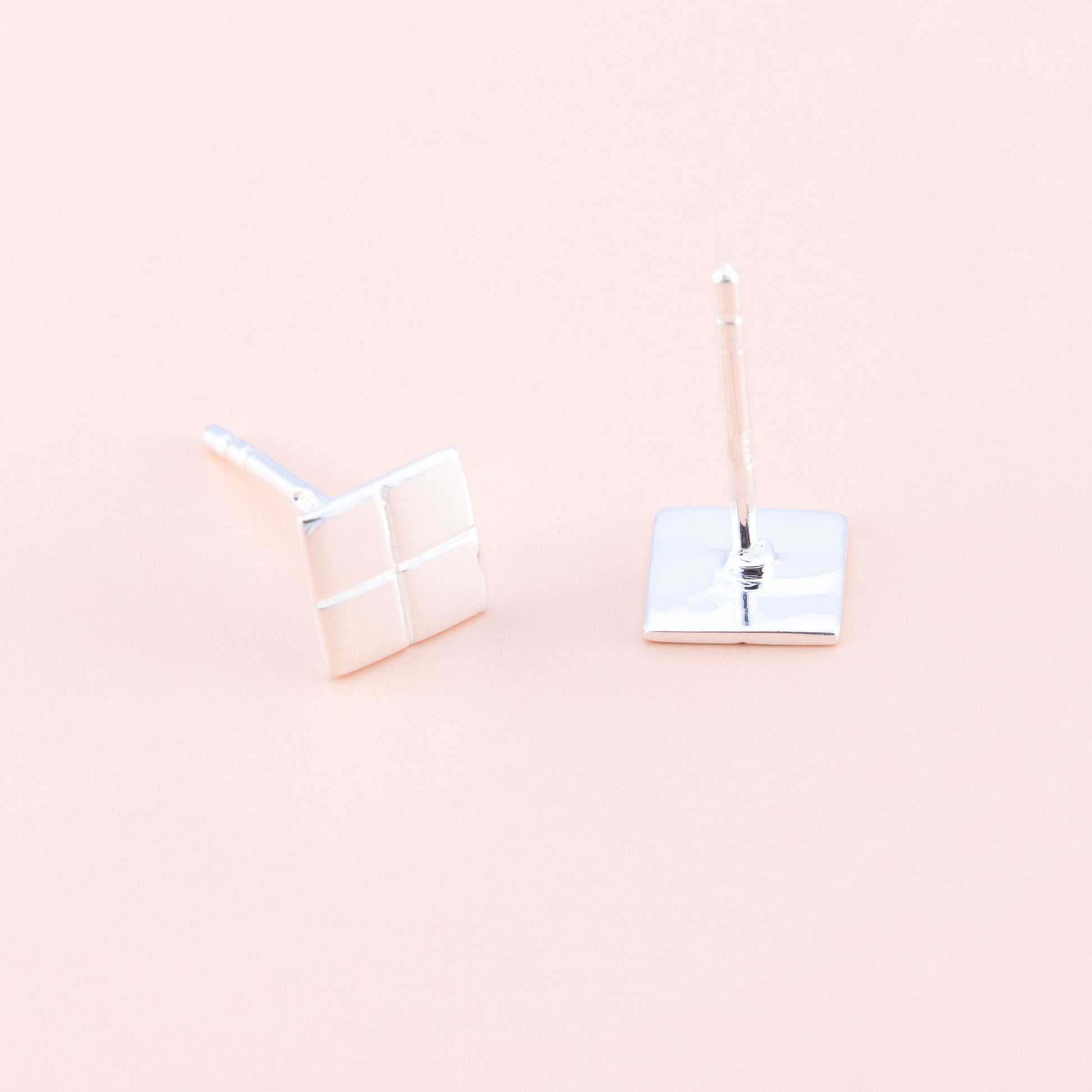 Sterling Silver Geometric Square Studs - The Silver Alchemist