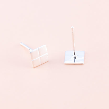 Sterling Silver Geometric Square Studs - The Silver Alchemist