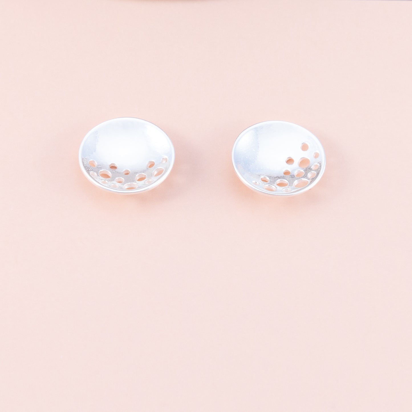 Sterling Silver Spotty Satellite Dish Studs - The Silver Alchemist