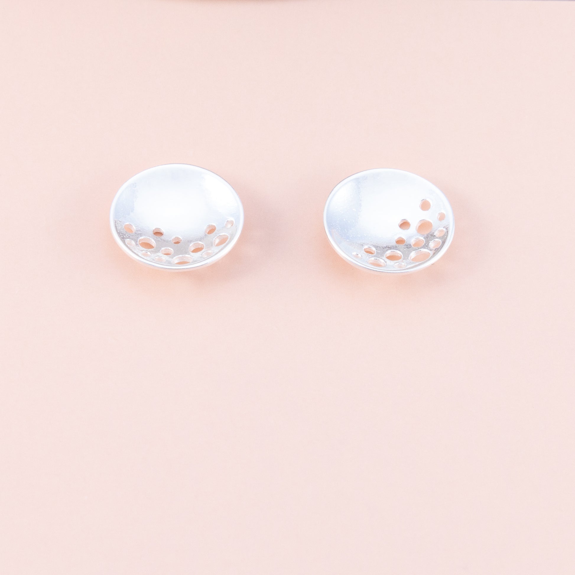 Sterling Silver Spotty Satellite Dish Studs - The Silver Alchemist