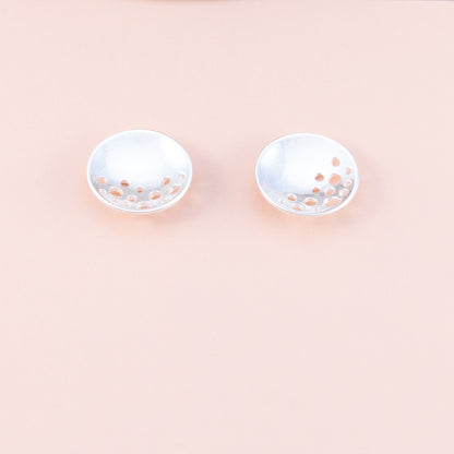 Sterling Silver Spotty Satellite Dish Studs - The Silver Alchemist