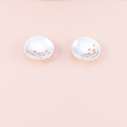 Sterling Silver Spotty Satellite Dish Studs - The Silver Alchemist