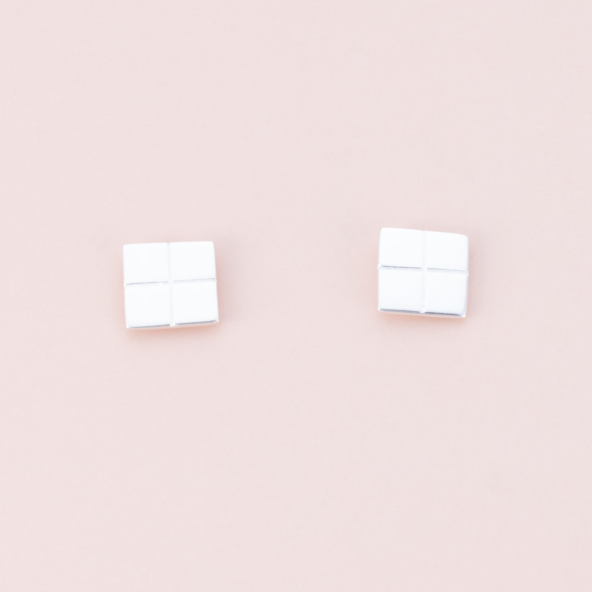 Sterling Silver Geometric Square Studs - The Silver Alchemist