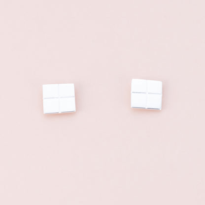 Sterling Silver Geometric Square Studs - The Silver Alchemist