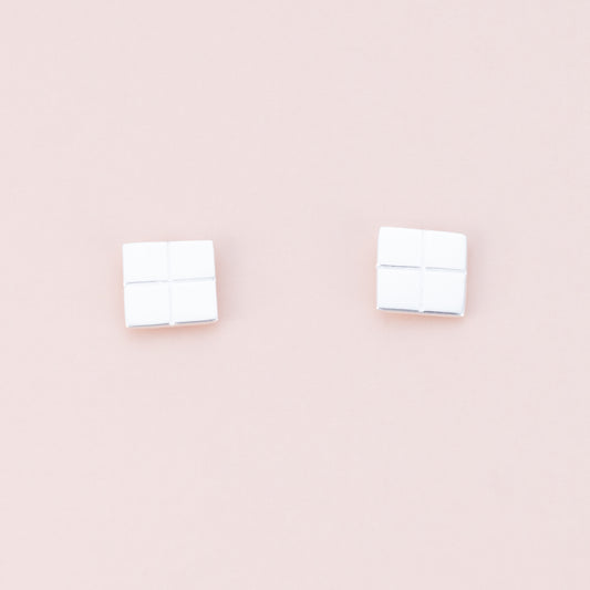 Sterling Silver Geometric Square Studs - The Silver Alchemist