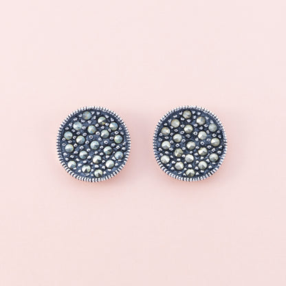 Sterling Silver Round Marcasite Studs - The Silver Alchemist