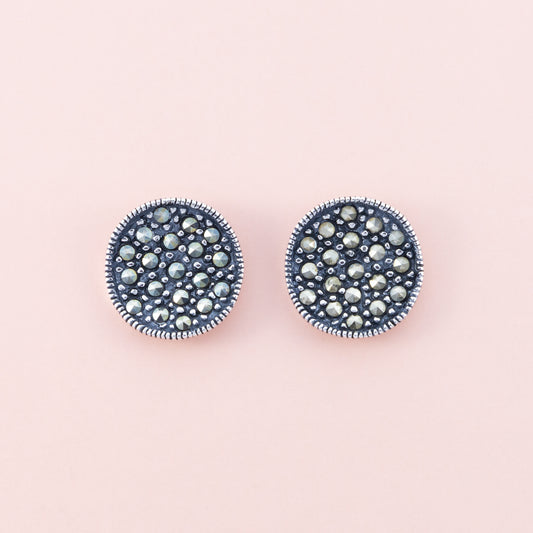 Sterling Silver Round Marcasite Studs - The Silver Alchemist