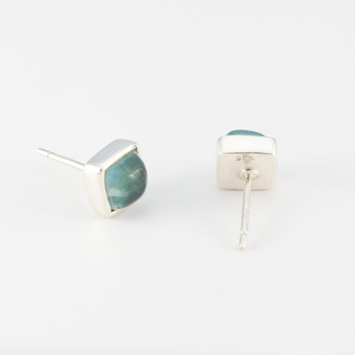 Sterling Silver Apatite Square Studs - The Silver Alchemist