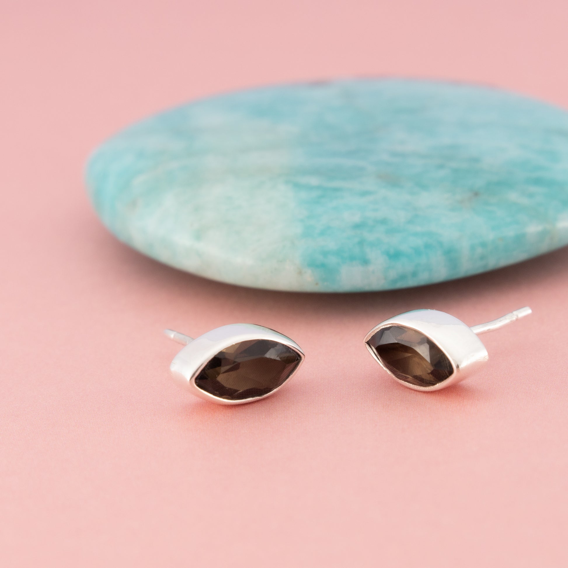 Sterling Silver Smoky Quartz Studs - The Silver Alchemist