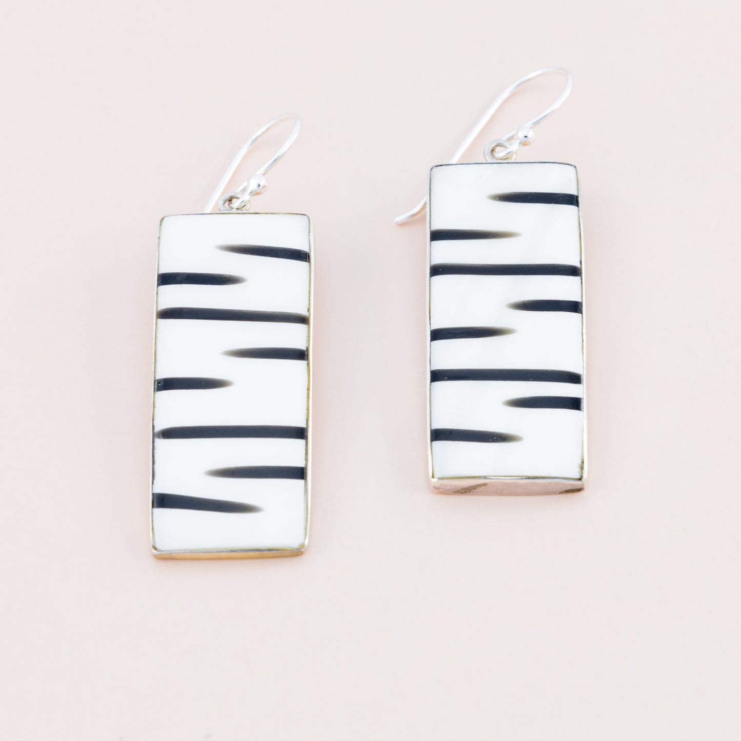 Sterling Silver White Zebra Shell Earrings - The Silver Alchemist