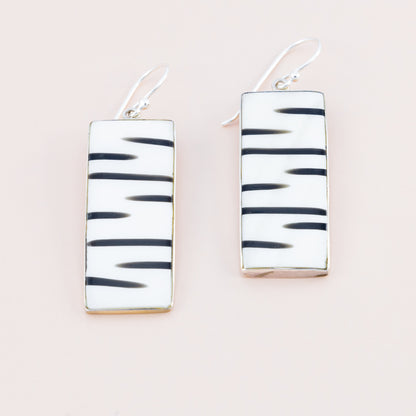 Sterling Silver White Zebra Shell Earrings - The Silver Alchemist