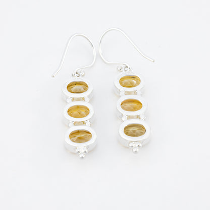 Triple Citrine Drop Earrings