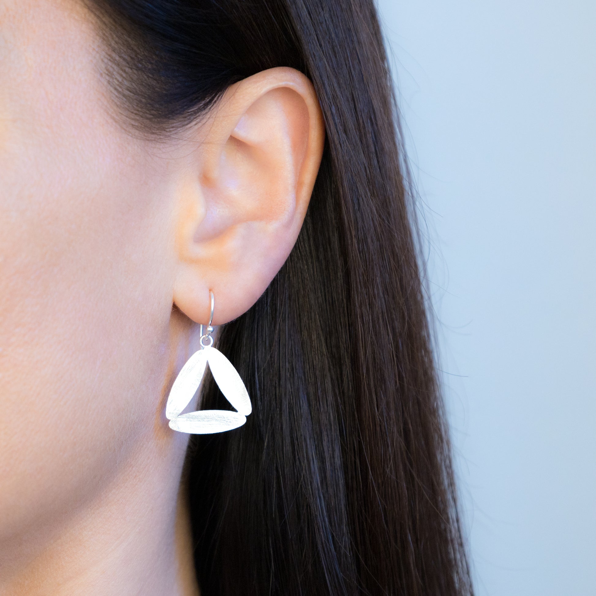 Sterling Silver Triangle Matte Earrings - The Silver Alchemist