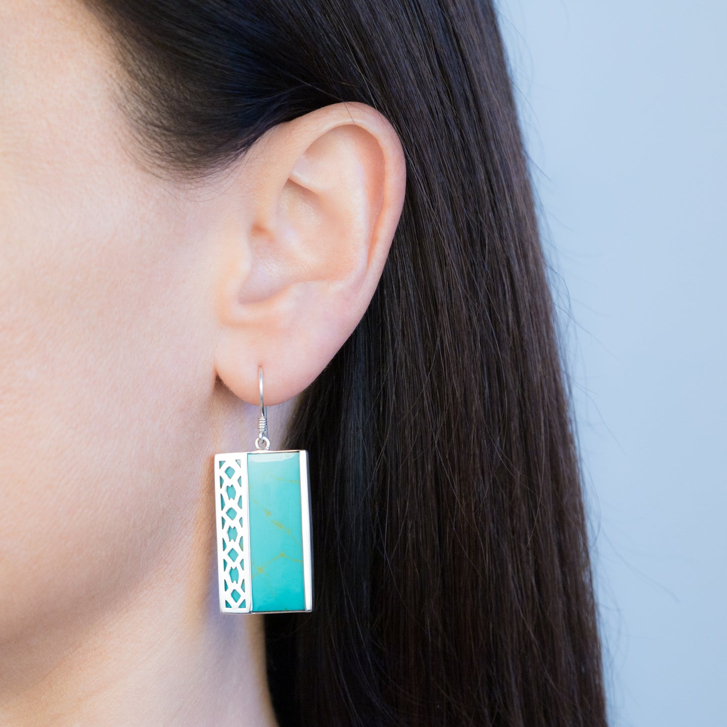 Sterling Silver Synthetic Green Turquoise Earrings - The Silver Alchemist