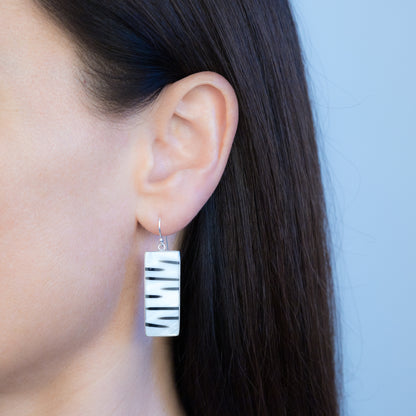 Sterling Silver White Zebra Shell Earrings - The Silver Alchemist