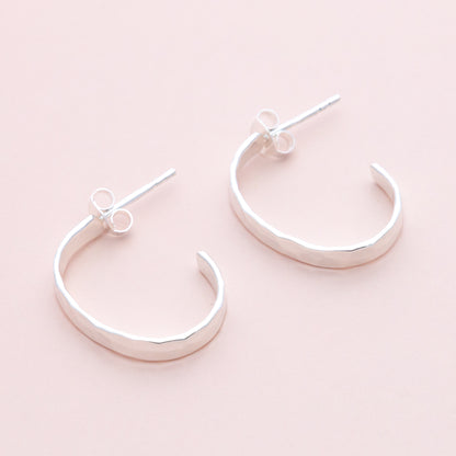 Sterling Silver Hammered Silver Hoops - The Silver Alchemist