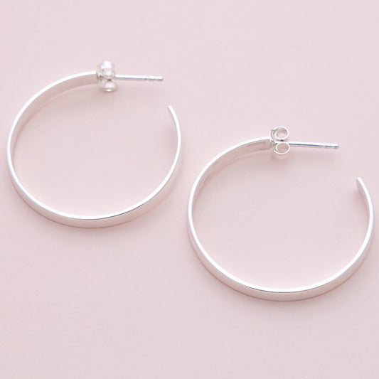 Sterling Silver Flat Hoops - The Silver Alchemist