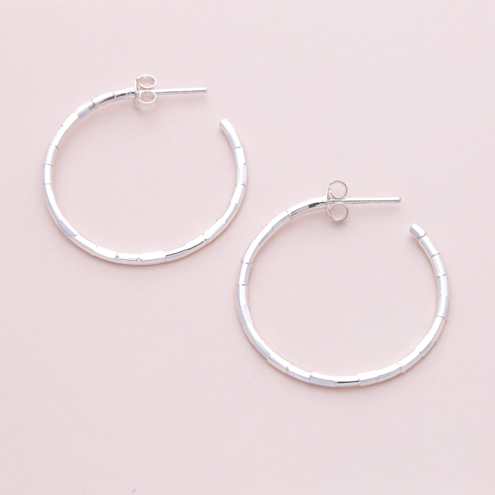 Sterling Silver Bamboo Half Hoops - The Silver Alchemist