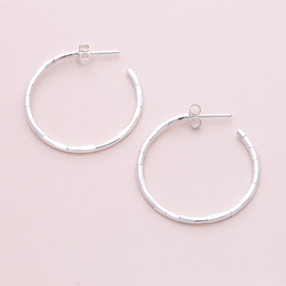 Sterling Silver Bamboo Half Hoops - The Silver Alchemist