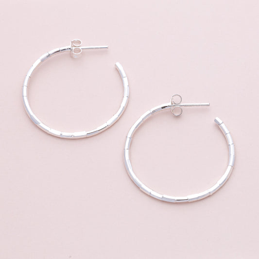 Sterling Silver Bamboo Half Hoops - The Silver Alchemist