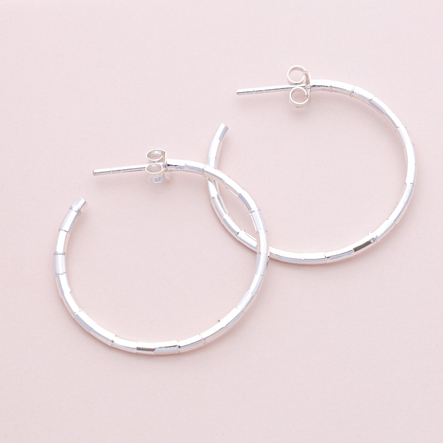 Sterling Silver Bamboo Half Hoops - The Silver Alchemist